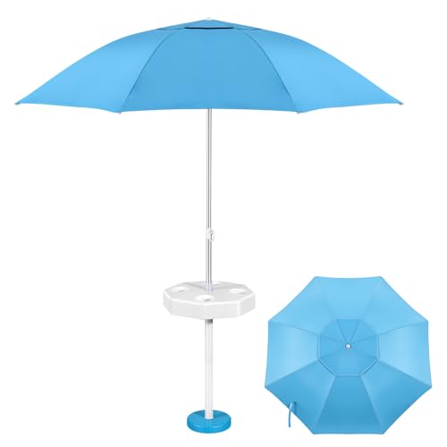 Floating Pool Umbrella with Independent Weighted Base Polyester Floating Umbrella for Pools Blocks Up to 98% of Harmful UV Rays and Features an Extended Rust-Proof Aluminum Alloy Pole Ideal for Swimming Pools Beaches and Outdoor Lakes