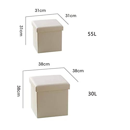 Pouf de rangement pliant cube 38cm en simili cuir noir