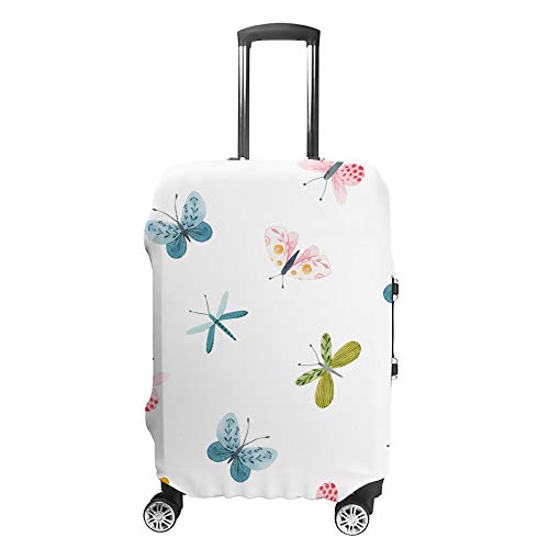 Housse de valise à roulettes papillon bleu et rose pour repérer facilement son bagage en voyage