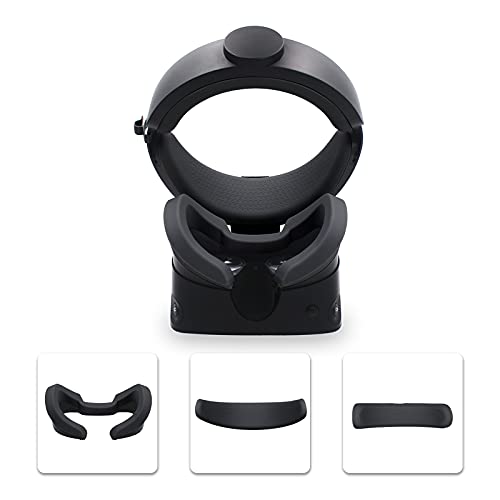 HUAYUWA Juego de almohadillas faciales VR para auriculares Oculus Rift S, 1 funda protectora de silicona + 1 espuma frontal + 1 cubierta trasera de silicona (negro)