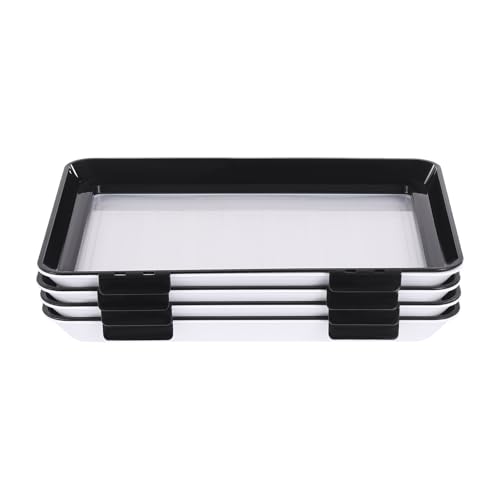 DHQCQL Lot de 4 plateaux de conservation avec film élastique et joint à boucle, boîte à charcuterie, empilable, pour réfrigérateur