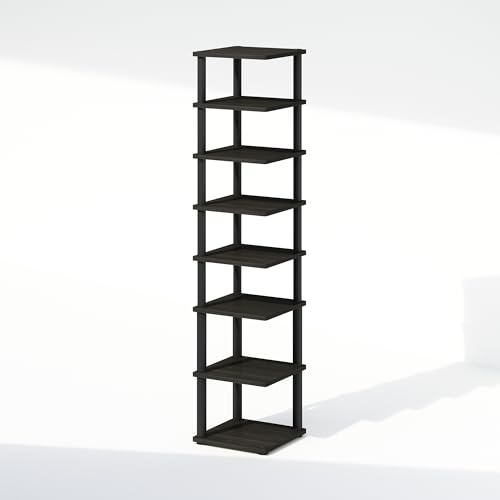 Furinno Turn-N-Tube 8-Tier Vertical Space Saving Free Standing Corner Shelf, Display Rack, Espresso/Black