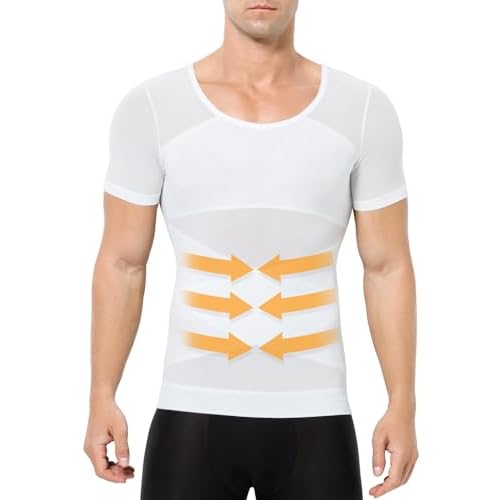 Casey Kevin Débardeur de Compression Homme sans Manche Gainant Minceur sous-vêtements Musculation Sport Top Body Shaper Maillot de Corps Ventre Plat Homme, Noir/Blanc(S-XXL)