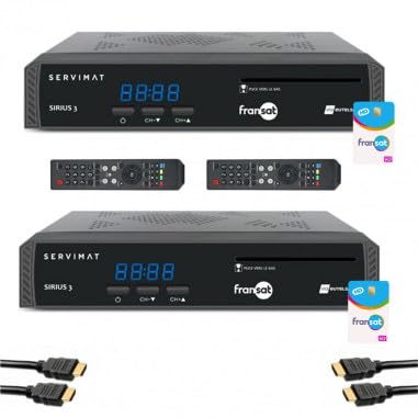 Pack SERVIMAT 2 receptores de TV satélite HD + tarjeta FRANSAT PC7 + cable HDMI