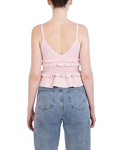 Bcbgeneration Women's Tiered Ruffle Peplum Sweater Tank Top, Peony, Large #TOP2