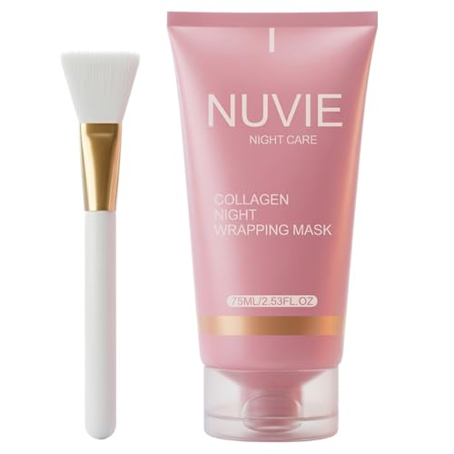 NO BALD Nuvie Collagen Mask, YURI Collagen Night Wrapping Mask, Easy Peel Off Facial Mask Skin Care night mask, Hydrating Face Mask is the Ideal Gifts for Women and Teen Girls!2.54 fl.oz (1 pcs)