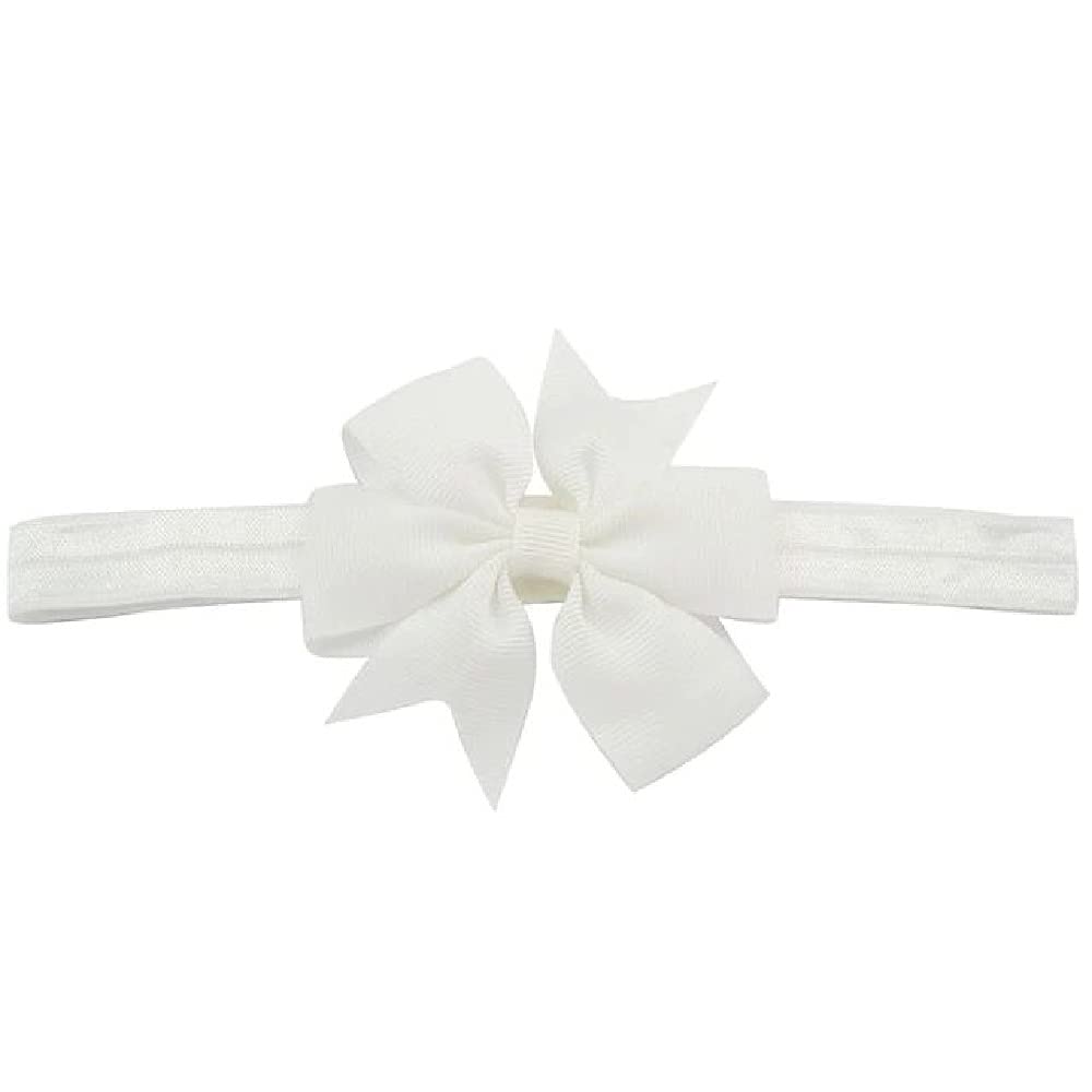 FASCIA CAPELLI PER BAMBINA NEONATA FIOCCO BABY BOW POIS BATTESIMO CERIMONIA COMPLEANNO REGALO NASCITA Brillabenny (BIANCA)