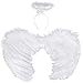 Sunshine smile Ailes d'ange blanches avec signe de Saint Nicolas, ailes d'ange, ailes de plumes, costume d'ailes d'ange pour femme et fille, décoration de fête costumée