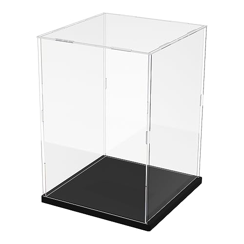 Image of Choowin Acrylic Display Case for Lego Cat 21349, R2D2 75308, Transformers Soundwave 10358, Thickened Clear Acrylic Display Cases for Collectibles, Assemble Dustproof Display Box (Black)