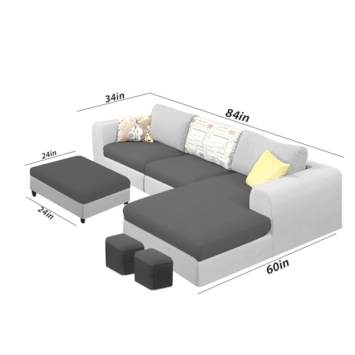 Image of Koza RHS 4 Seater L Shape Sofa Set with Center Table for Living Room (Black Grey Fabric) Premium Fabric Sofa