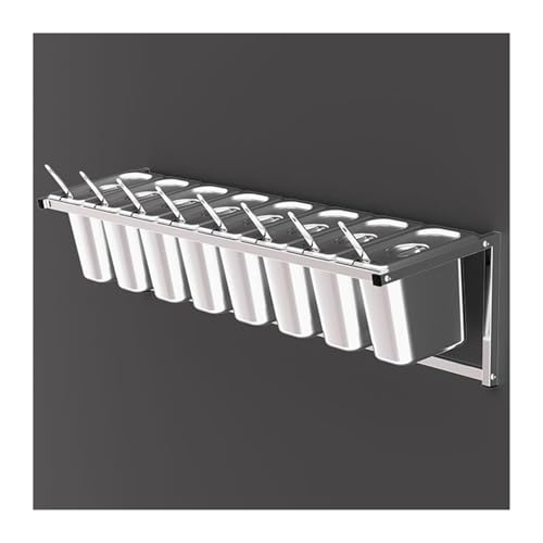 Juego de especias – Estante organizador de condimentos de acero inoxidable montado en la pared para cocina, buffet y restaurante – ideal para condimentos y almacenamiento de alimentos, plata--b