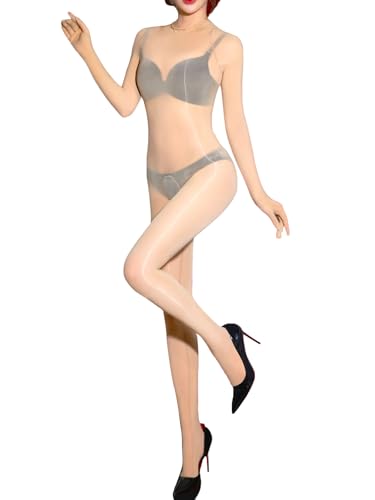 HTRUIYATY Damen Bodystocking Nylon Body Stocking Dessous Catsuit Glänzende Strumpfhose Bodysuit Reizwäsche