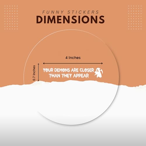 Image of Your Demons White Halloween Vanity Mirror Decals - 2 pcs Funny Stickers, Rear View Mirror Decorations, Goth Car Accessories
