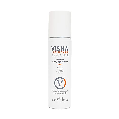 Visha Skincare Mommy 4 in 1 Multitasking Purifying Cleanser, Pregnancy and Nursing Safe Face Cleanser, Minimizes Pores, Reduce Facial Redness and Exfoliates, Great for Dry and Sensitive Skin 6.8oz