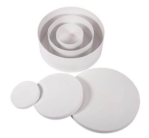Rayher Pappmaché Boxen mit Deckel, weiß, 3er-Set, rund, 10 – 23,8 cm ø, verschiedene Höhen, Pappboxen, Geschenkboxen, Karton, FSC zertifiziert, Aufbewahrungsboxen, Schachteln, 67339102