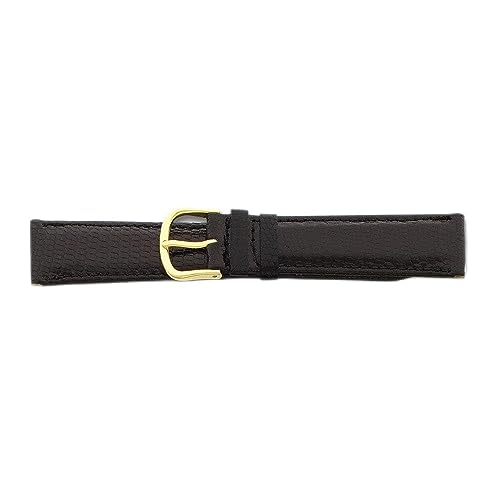 Sonia Jewels 19mm Black Genuine Lizard Gold-Tone Buckle Watch Band 7.5