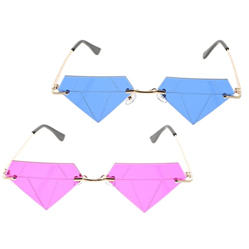 WOFASHPURET Funny Diamond Glasses Props Rimless Sunglasses for Party Favors Adult Beach Party Eyewear