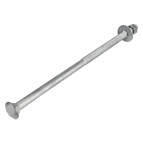 1/2" x 12" (25 Pack) Galvanized Carriage Bolt Kit Grade 307A Includes 1/2" USS Flat Washers (25 pcs) and 1/2"-13 Hex Nuts (25 pcs), Hot Dip Galvanized for Exterior Use by Makers Bolt