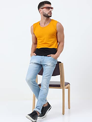 Image of Ideation Men's Cotton Round Neck Color Block Sleeveless T-Shirt