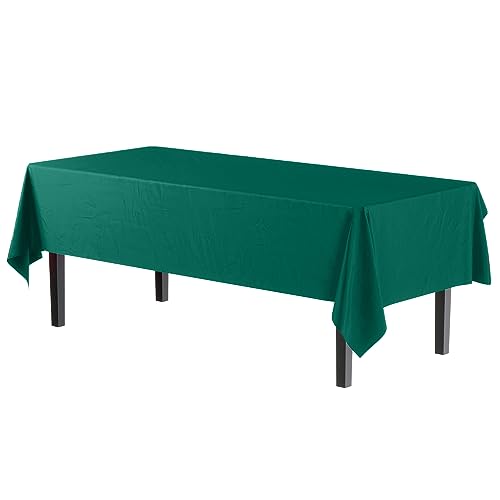 Image of Party Solids Dark Green Rectangular Plastic Tablecloth - 54x108 Inch, Pack of 24