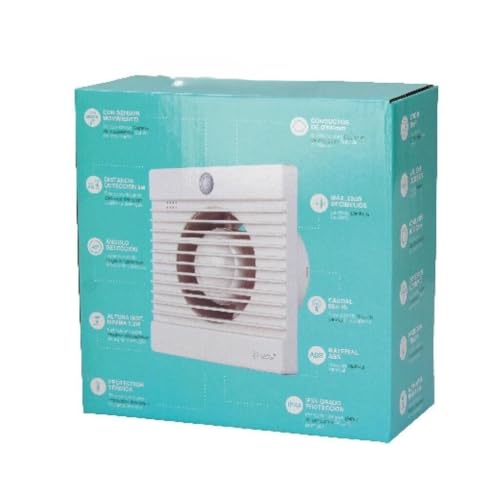 Extractor de aire con sensor de movimiento, diámetro 100mm, 15W, ideal para baños y cocinas para mejorar la ventilación y eliminar humedad.