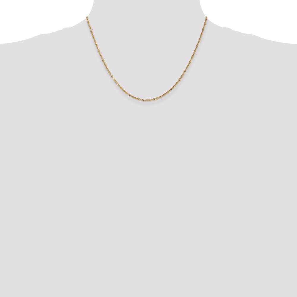 JewelryWeb Solid 18k Yellow Gold Italian Diamond-Cut 1.35mm Singapore Chain Necklace 16-24 Inches Chain Necklace for Women and Men in - Image 5