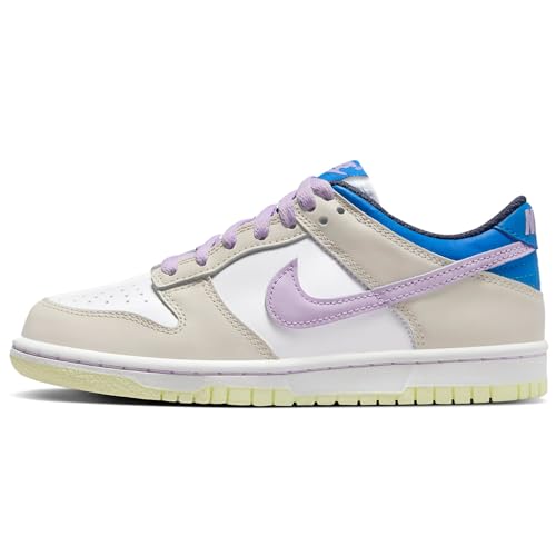 Nike Chaussures Femme Dunk Low GS FB9109-103 baskets blanches et bleues pour adolescentes
