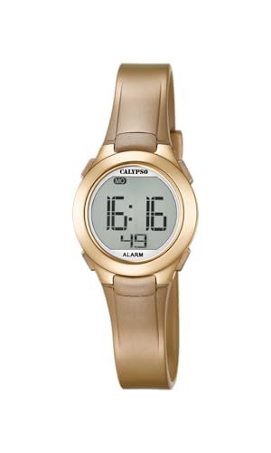 Calypso - Reloj Digital Unisex con Pantalla LCD y Correa de plástico de Color Dorado K5677/3