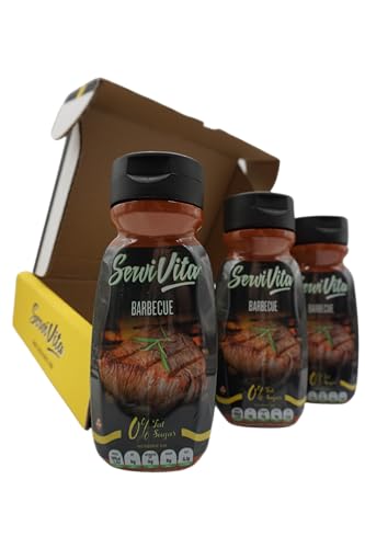 ServiVita – Pack Salsas Saludables 0%, Sin Azúcares, Sin Grasas, Sin Grasas Saturadas, Pack 3 salsas x 320ml - Sabor Barbacoa
