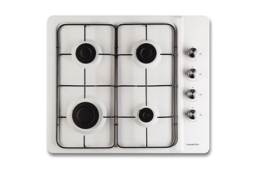 PremierTech Piano Cottura a Gas, 4 fuochi, 60cm, Smaltato Bianco,