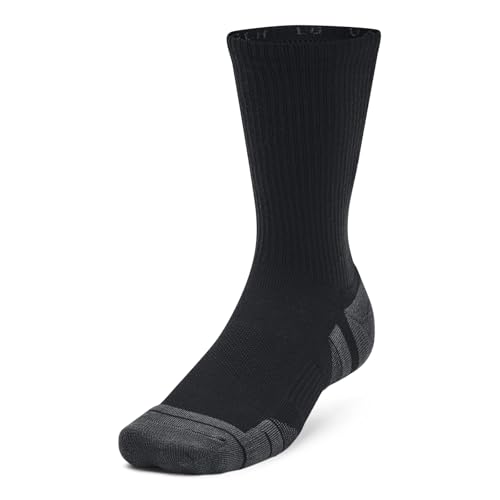 Under Armour UA Performance Tech Lot de 3 Paires d'équipage 3pk Crew Mixte, Noir/Noir/Gris Jais, M