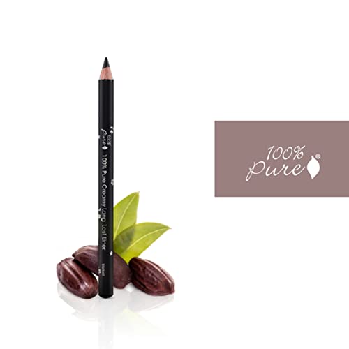 100% Pure Creamy Long Last Eye Liner Pencil - Long-Lasting, Natural & Easy To Apply Antioxidant-Rich Vegan Eye Makeup For All Skin Types - Fruit Pigmented Color Blackest (Dark Black) - 0.14 Oz #TOP3