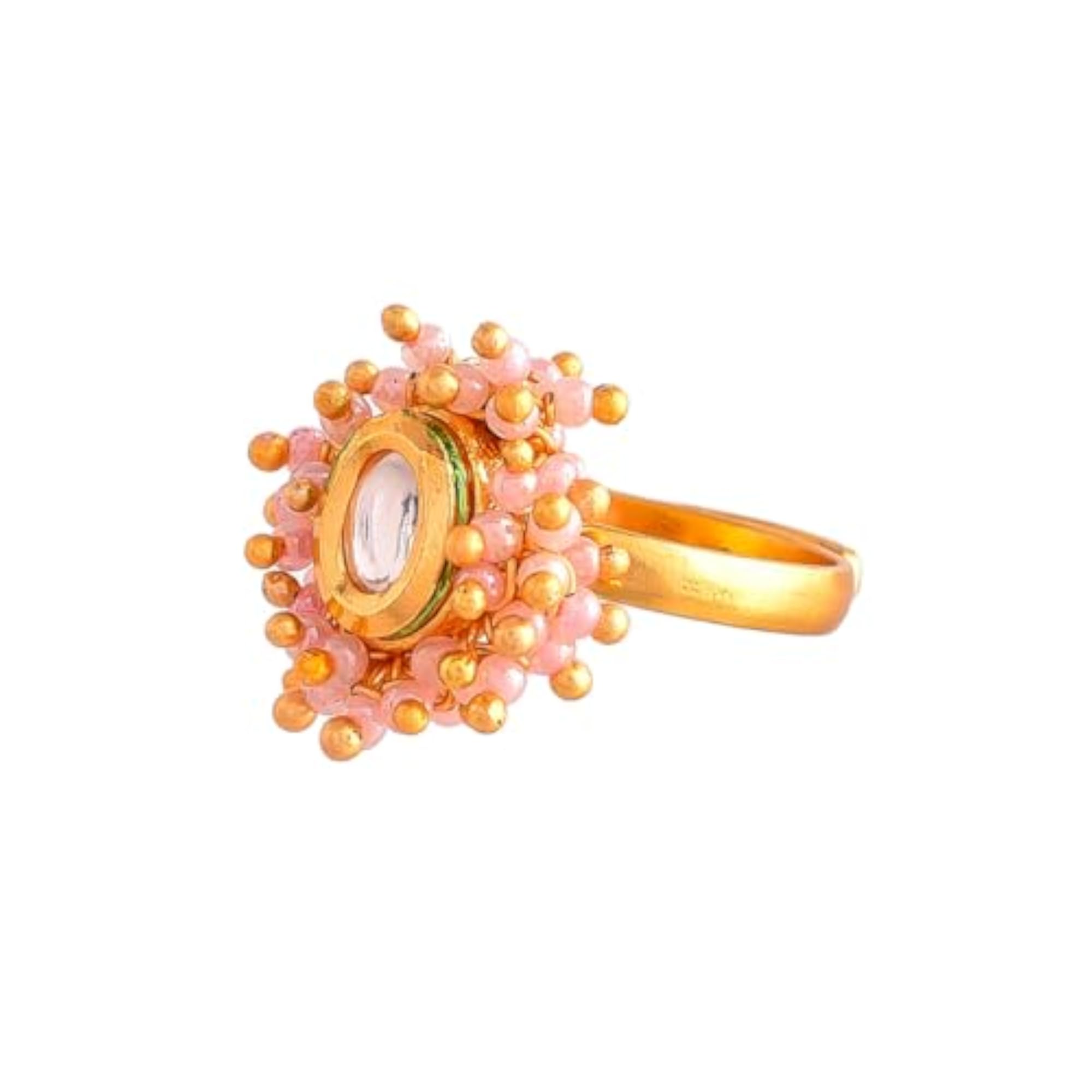 Pink Pearls Kundan Studded Ring