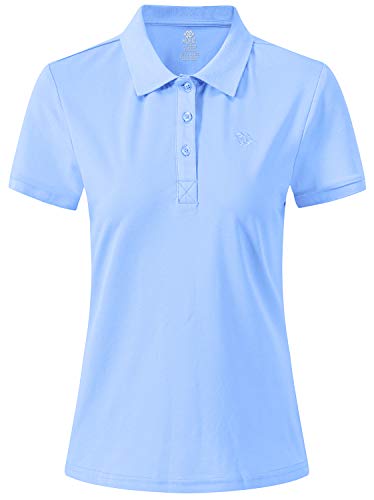 AjezMax Damen Poloshirt Kurzarm Polohemd Sommer Atmungsaktiv Golf Polo Arbeitsshirt Blau Größe Small Cover