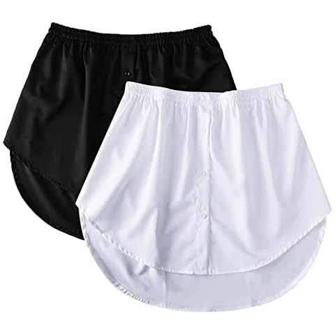 2PCS Shirt Extenders, Womens Adjustable Fake Top Lower Sweep Layering Skirt High Waist Half-Length Splitting A Version Fake Hem Mini Skirt Shirt Extender for Hoodies Sweater Sweatshirt Jacket Coat Cover