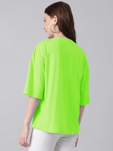 Image of KOTTY Women's Cotton Blend Solid Oversized T-Shirts