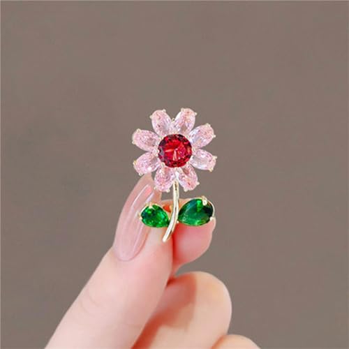 Image of WCRAZYE Sunflower Flower Brooch Pin for Women Girls Elegant Enamel Crystal Rhinestone Yellow Flower Plant Brooch Pin, Charm Sun Flower Coat Brooch for Mom Christmas Valentine's Day Jewelry Gifts