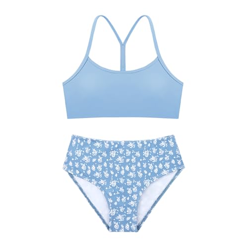 Image of Weixinbuy Girls Swimsuits Bikini Set Kids Bathing Suit Bikini Top Bottom 2Pcs Teen Girls' Swimwear Set