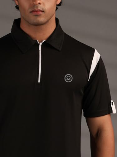 Image of CHKOKKO Gym Tshirt for Men Workout Activewear Man T-Shirts Polo Neck Zipper Regular Fit Half Sleeves for Sports Running Yoga Training Activities