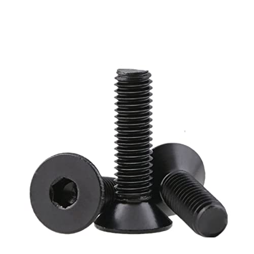 MACHSWON 50 PCS Hex Head Screw Bolts M3*10mm 304 Stainless Steel DIN7991 Hex Tap Bolts Countersunk Full Flat Head Socket Thread Hexagon Screws Black