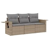 vidaxl set divano da giardino 3 pz con cuscini beige in polyrattan