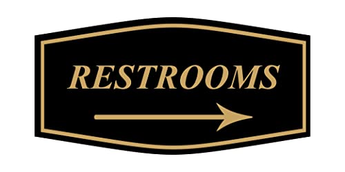 Signalisation Fancy Restrooms flèche droite panneau chic noir or M