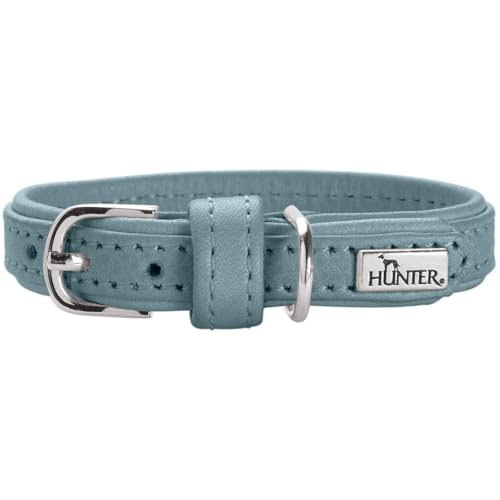 Hunter Hundehalsband SOHO MINI, Farbe: hellblau, Rindsleder, weich & geschmeidig, fellschonend, leicht, für kleine Hunde & Welpen, Made in Germany, Größe: 27