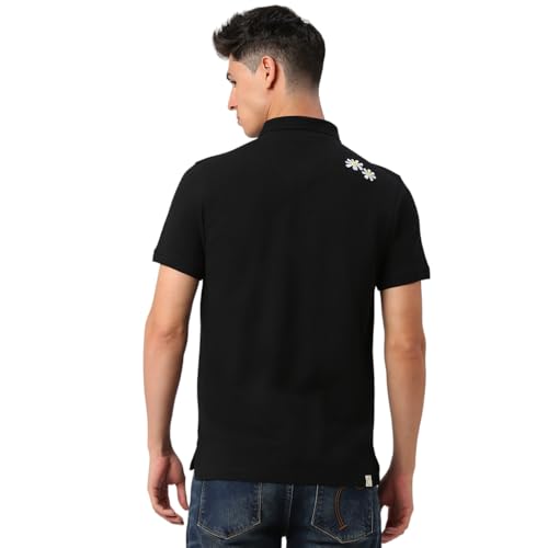Image of Being Human Black Regular Fit Men's Polo T-Shirt Clothing