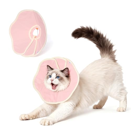 Collier conique pour chat rose en maille imperméable douce taille S - 2