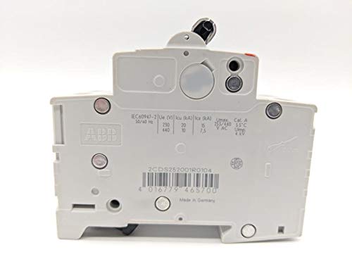 2CDS252001R0104 DIN Rail MOUNTABLE, (S202-C10), 10 AMP, 2 Pole, 4KV, 230/440 VAC, Circuit Breaker, C-Curve, 50/60 HZ