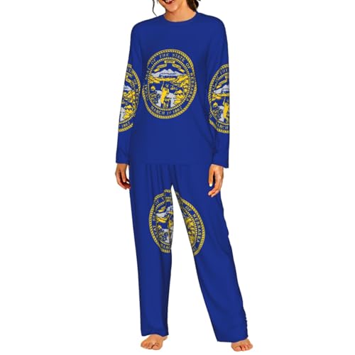 Pyjama manches longues femme Nebraska confortable en vêtement de nuit élastique
