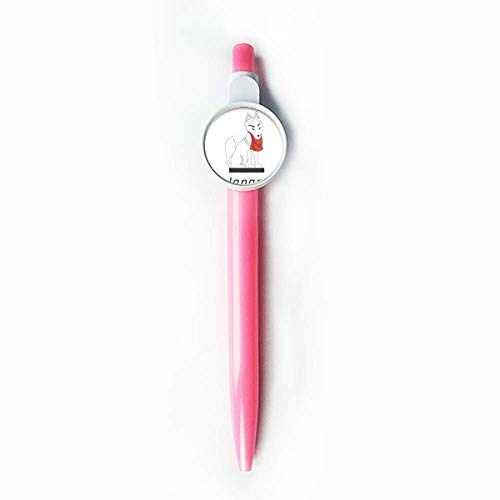Stylo à bille rétractable motif renard japonais bleu idée cadeau originale