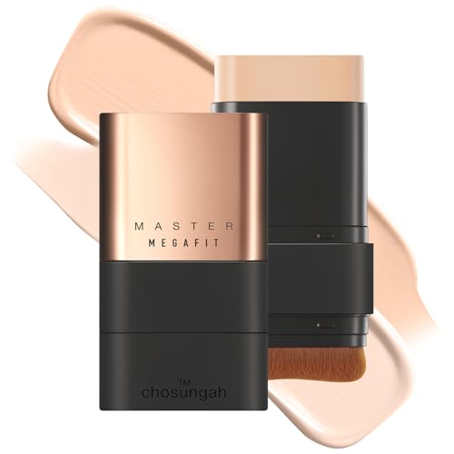 CHOSUNGAH BEAUTY Mega Fit Stick Foundation Master with Brush - Radiant Glow Coverage, Longwear Formula, 0.56Oz (01 Light Beige)