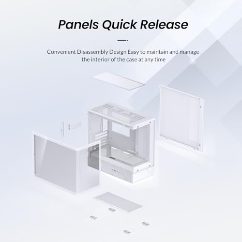 Image of JONSBO D200 White Micto ATX PC Case,Digital Screen, One-Piece Curved Glass Desktop Design 270 Ultra-Wide View,ATX Power supply /Dual240 AIO,GPU<410mm,7 Fan Positions, White
